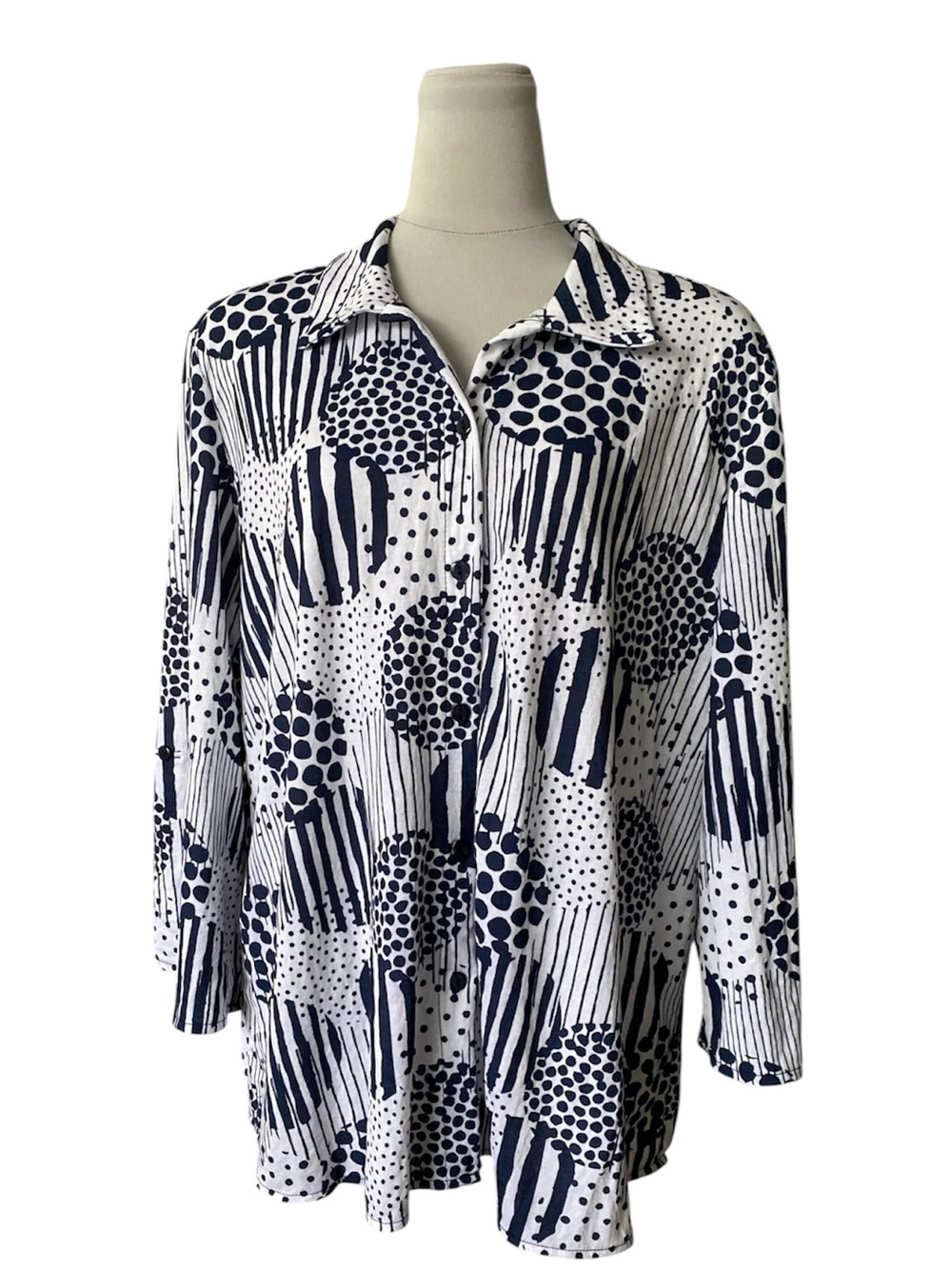 Pure Essence Button Down Abstract Print Shirt